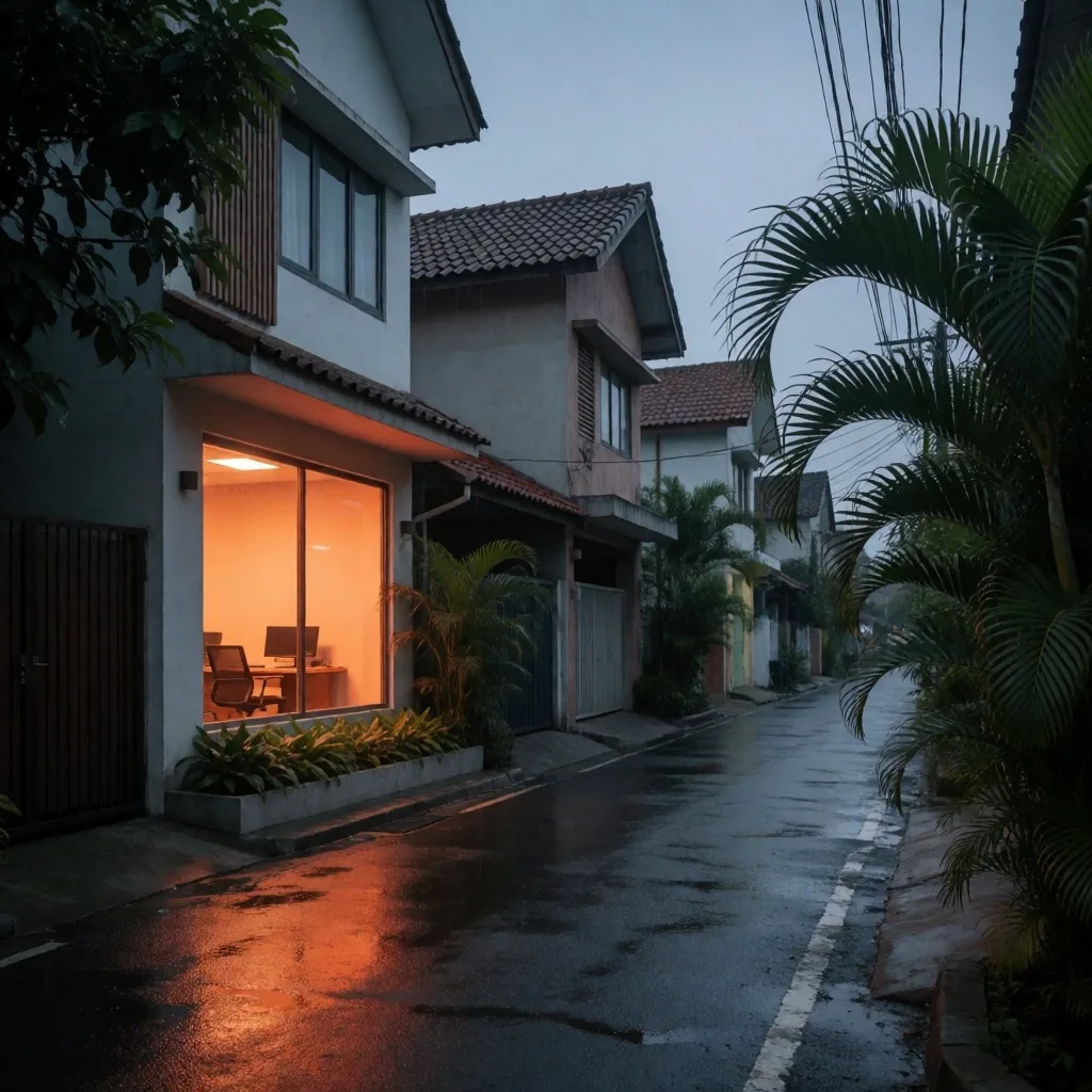 Jakarta Utara neighborhood at dusk