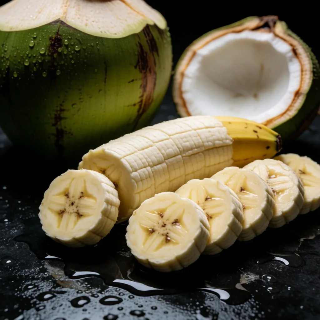 Banana and green coconut, natural sources of potassium
