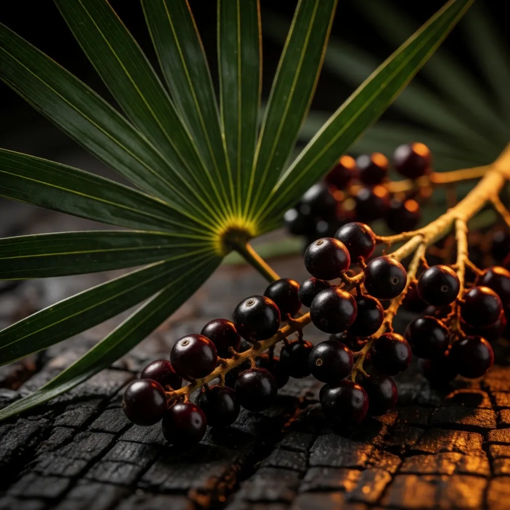 Saw palmetto leaves and berries